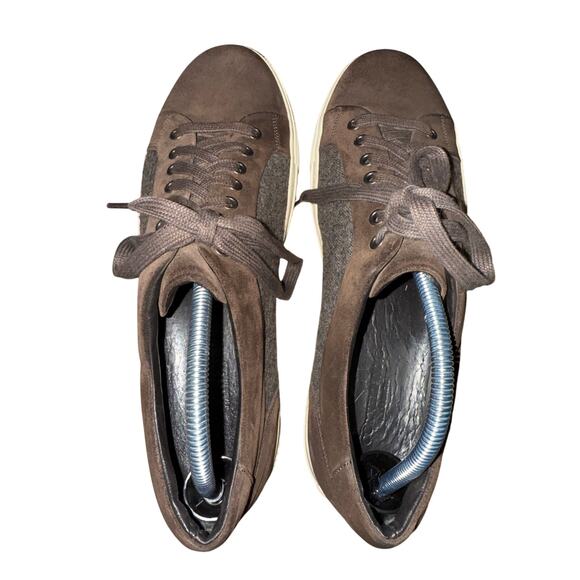 CORNELIANI ID Leather and Wool sneakers - brown/gray - size 9 - X4 - Picture 6 of 11